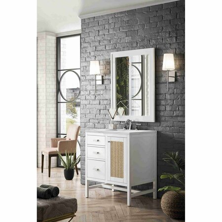 James Martin Vanities Addison 30in Single Vanity, Glossy White w/ 3 CM Ethereal Noctis Top E444-V30-GW-3ENC